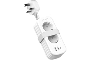 Adaptateur Prise Anglaise,JSVER Portable 2 Prises France vers UK Adaptateur de Voyage avec câble 1,5m, Europe vers UK Type G 3 Broches Adaptateur pour Irlande Royaumeuni Bretagne Écosse