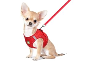 FEimaX Dog Harness with Lead for Small Dogs, Cats, Soft Mesh Puppy Harness, Breathable Chest Harness, Adjustable, Reflective, No Pull Vest, Chihuahua, Cat