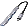 Amazon Basics 4-in-1 USB Hub with Type C Multiport Adapter, up to 5 Gbps Data Transfer Speed for PC, Laptops, MacBooks