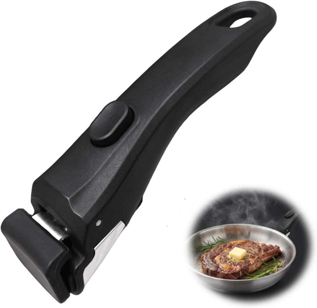 Mewneap - Mango desmontable para cacerola universal extraíble resistente al calor, 250 °C, soporte de 10 kg, mango antideslizante, compatible con la mayoría de los utensilios de cocina (Negro)