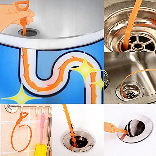 7 Pack Drain Snake, SENHAI 20 Zoll Haarablauf Clog Remover Drain Relief Auger Reinigungs-Tool (2 Edelstahl und 5 Kunststoff) - 6