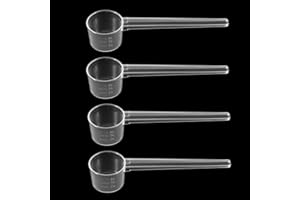 ABINCHAOBANG 4 Pcs Measuring Spoons, 2/3/4/5g Reusable Washing Powder Scoop, Multipurpose Graduated Scoop for Laundry Detergent, Protein Powder, Milk Powder, Liquids, Sugar, Salt, Coffee (Clear)