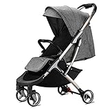 CAMINATA CÓMODA: Respaldo infinitamente ajustable con posición acostada, reposapiés ajustable, parte superior suave con abertura de ventilación, barra de seguridad extraíble, fácil de empujar.
