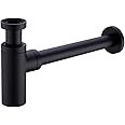 TRUSTMI Brass Round Basin Sink Bottle Waste Trap, Matte Black