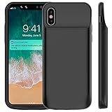Bovon Cover Batteria iPhone X, 6000mAh Power Bank Caricabatterie Portatile, Custodia Protettiva con Batteria Esterna per Apple iPhone X Lite 2017 (Nero)