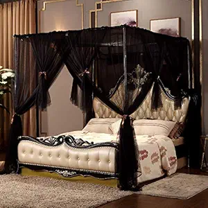 MURLI SARKAR 4 Corners Post Canopy Bed Curtain for Girls Boys & Adults, Princess Bedroom Decoration, Royal Luxurious Cozy Drape Netting, Cute Princess Bedroom Decoration (47