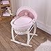 Waffle White Wicker Moses Basket - Pink