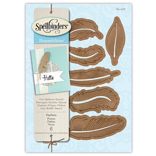Spellbinders SBS4-428 Shapabilities Pfauennfeder Stanz- und Prägeschablone 4-teilig, Metall, braun, 24.8 x 13.3 x 0.2 cm - 2