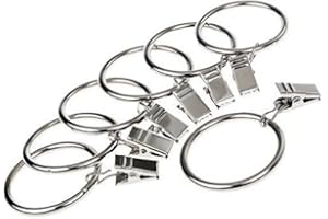 ‎MIYA Miya@ High Quality 30 Pack Metal Curtain Clip Rings Curtain Rings with Clip Drapery Curtain Rings with Clip (Silver)
