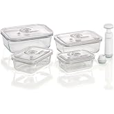 Caso 1197 VacuBoxx E-Set Vakum Kabı, 4 Adet, Vakumlu El Pompası Ve Adapt&ouml;r Dahil, BPA İ&ccedil;ermez