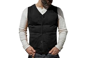 Runcati Chaleco para hombre, corte ajustado, algodón, cuello en V, sin mangas, vintage, elegante, informal, clásico, básico, con 4 botones