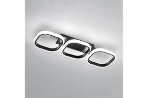 Lumiup Plafonnier LED, 32W Plafonnier Carré à Trois Têtes, Luminaire Plafonnier, Lampe de Plafond LED Éclairage Large, Facile à Installer pour Chambre, Cuisine, Salon (6500K Blanc Froid Ø53cm)