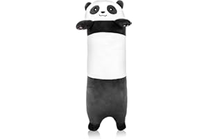 FakeFace Lange Süße Panda Plüschtier Katze Kissen Kuscheltier Schlafkissen Wurfkissen Super weiche Stofftier Spielzeug Sofakissen Seitenschläferkissen Zimmer Deko (Panda-110 cm)