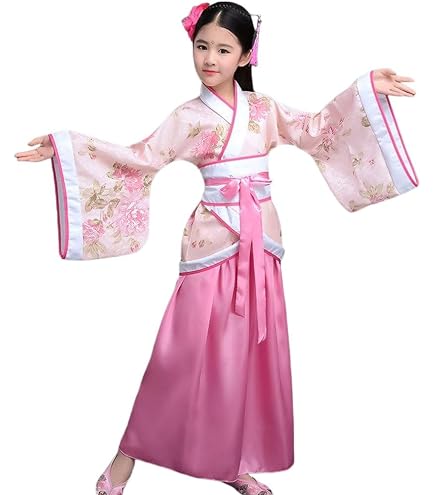 Robe Longue Fille Chinoise Qipao Fleurie - Cheongsam Manches Courtes Pour Enfants, Tenue Nouvel An Et Fêtes