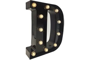 PROYATECH Black Alphabet Marquee Letters LED 26 Alphabet Light Up Letters with Diamond Bulb Battery Powered for Wedding, Birthday, Christmas, Home, Bar Decoration, Party Night Light