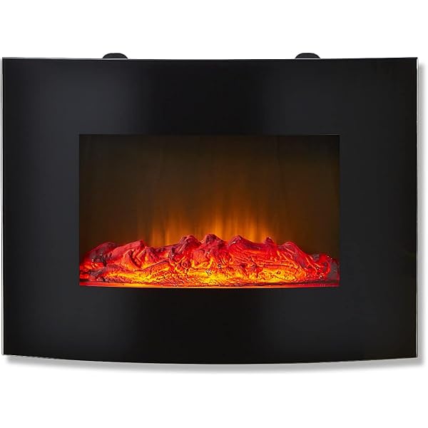 Warmlite WL45056BF 2kw Curved Glass LED Flame Effect Electric Wall Mounted  or Freestanding Fireplace with Remote Control, Black : Amazon.co.uk: DIY u0026  Tools