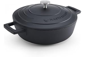 MasterClass Casserole avec couvercle 2,5L/24 cm, en fonte d'aluminium légère, adaptée à la table de cuisson à induction et au four, noire