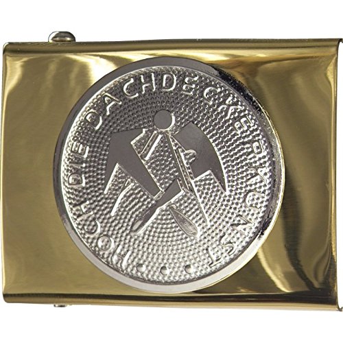 JOB Koppelschloss Dachdecker, Farbe gold/silber aus Messing, poliert