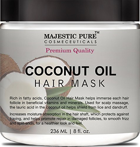 Coconut Oil Hair Mask From Majestic Pure Offers Natural Hair Care Treatment, Hydrating & Restorative Mask Restores Shine, Nourishes Scalp & Provides Deep Conditioning for Dry & Damaged Hair, 8.8 fl oz