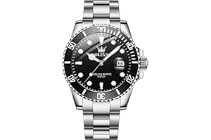OLEVS Men's Watch, Big Face Stainless Steel Analog Quartz Dress Watch, Luxury Gold Silver Tone Date Display Waterproof Luminous Wrist Watch for Men