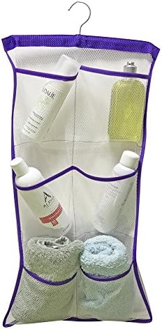 Quick Dry Bath Shower Organizer Caddy with 6-pocket, Hanger Style,Hanging on Shower Curtain Rod / Hooks /Shower Arm Support ,Bathroom Accessories, Save Space (3 Colours Available) (purple)