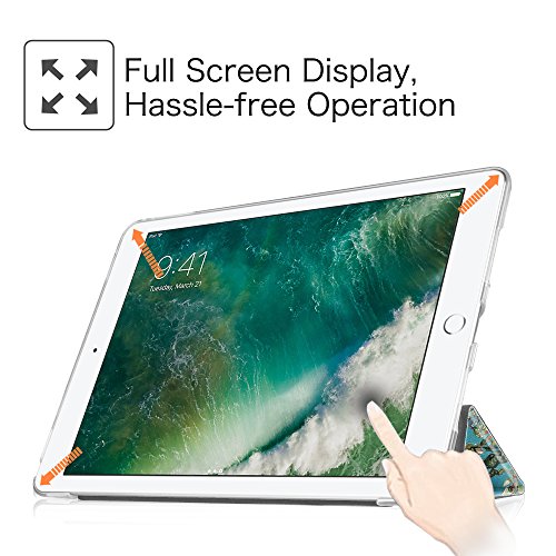 Fintie iPad 9.7 Zoll 2017 Hülle – Ultra Slim Superleicht Schutzhülle mit Lichtdurchlässig Rückseite Abdeckung Smart Cover Case Tasche mit Auto Schlaf / Wach und Standfunktion für Apple iPad 2017 Neue Modell, Mandelblüten - 7