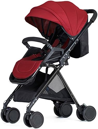 Baby trolley, ultra-light high-profile can be lying down baby umbrella, folding children's trolley ( Color : Wine red )