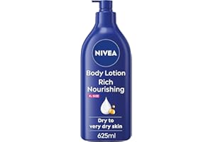 NIVEA Rich Nourishing Body Lotion (625ml), Rich 72H Hydration Moisturiser for Dry Skin Made with Deep Moisture Serum and Almond Oil, Extra Large NIVEA Body Lotion