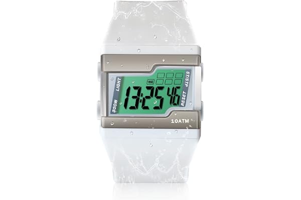 Montre Bracelet Numérique Plongée Natation 10 ATM Etanche avec Plusieurs Fonctions de Chronomètre Tour, Réveil, Calendrier et Rétroéclairage