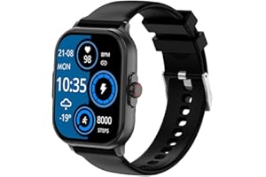 Knauermann Neo (2024) Schwarz Eckig - Gesundheitsuhr Smartwatch - EKG + HRV Funktion - BT Bluetooth - Schlafapnoe - Blutdruck - Silikonband Schwarz, 14-24