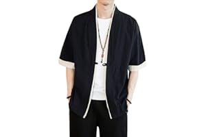 HAO RUN Kimono da uomo giapponese a maniche corte cardigan yukat cappotto sciolto cardigan giacca top