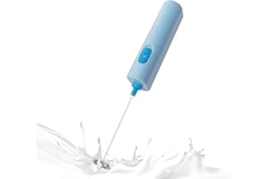 ELMWAY Compact Handheld Milk Frother by ELMWAY – Battery Operated Electric Whisk & Mixer for Coffee, Latte & Matcha, Portable and Easy to Use (2 × AA Batteries Required) – Blue