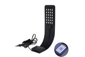 DAJASD 10W LED Aquarium Licht, Clip-on Aquarium Lampe, Aquarium LED Beleuchtung, LED Aquarienleuchte mit EU-Stecker, für Aquarium und Fische Tank Beleuchtung - (Weiß und Blaulicht)