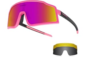 Queshark Ciclismo Gafas de sol Gafas de bicicleta para hombres Mujeres 1 Lente polarizada 2 HD Anti UVA UVB Para MTB Bicicleta de carretera Correr Pesca Senderismo
