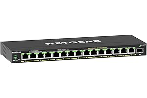 NETGEAR Switch PoE Plus 16 Porte GS316EPP, Supporto VLAN, QoS, Switch Ethernet Gigabit con 15 PoE+ a 231 W, 1 porta SFP da 1G, Montaggio Desktop o a Parete