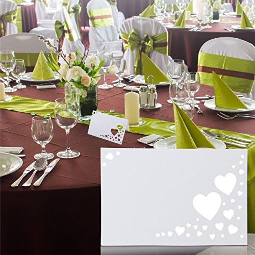 ULTNICE 50 Stück Herz hohlen Name Ort Karten Tischkarten Hochzeit Gast für Hochzeitsfeier - 4