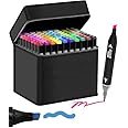 AMIRATE 48 Pcs Dual Tip Markers Set, Non-Toxic Art Supplies For Kids & Adults, Books Pen With Carry Case Set Colour Broad Drawing Sketching (48), Multicolor