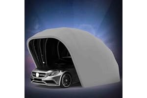 CAULO Cochera a Prueba de Todo Clima, Garaje Plegable móvil Toldo de Coche Cochera Semiautomática Anti-exposición, Refugio Durable con Cerradura, 18 pies (Silver)