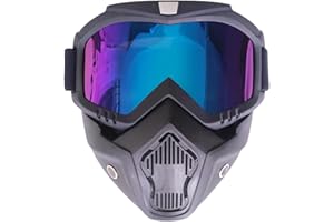 ROPNIIK Masque De Moto Lunettes Avec Protection Détachables Filtre Au Niveau De La Bouche Harley Style Casque Anti-Buée Coupe-Vent Équitation Des Lunettes De Soleil Cadeau De La Saint-Valentin - Verres Coloré