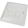 World of Data CAT6 Single Socket Double Port Faceplate - Socket - RJ45 - Ethernet - Network - Face Plate Module