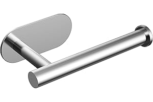 AMAZON BRAND - UMI Toilet Roll Holder Self Adhesive, SUS 304 Stainless Steel Wall Mounted Toilet Paper Holder for Bathroom, Washroom, Toilet, Kitchen, Waterproof Rust Resistant - No Drilling