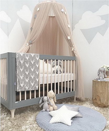 Preisvergleich Produktbild Betthimmel Baldachin Babybett, Restbuy Baldachin Kinderzimmer Betthimmel Moskitonetz Kinderbett Romantische Kuschel und Leseecke mit Himmelbett für ein Schlafzimmer (Khaki)
