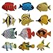 Price comparison product image TENDOC Pack of 12 Plastic Model Tropical Fish Toys Set PVC Multi-colored Fish Toys for Kids Children Educational Learning Toys Tank Bath Use