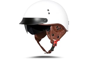 BOSERMEM Motorradhelm Mit Schutzbrille DOT/ECE-Zugelassen, Jethelm Roller-Helm Scooter-Helm Moped Mofa-Helm Chopper Vintage
