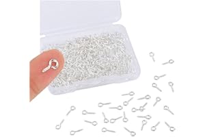 Bessy shop Screw Eye Pins Hooks,300 PCS Small Eyelets Screw Threaded for Jewelry Making Findings DIY Crafts, 5 x 10mm (Sliver)
