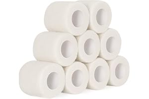 SEADESKY 9 Rolls Self Adherent Cohesive Bandages 5cm x 4.5m Self Adhesive Bandage Pet Vet Wrap Elastic Athletic Sports Tape for Wrist Ankle Wrap Tape Non-Woven (White)