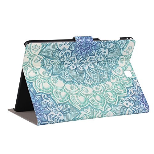 Felfy Samsung Tab A 9.7 Hülle,Galaxy Tab A Case PU Flip Ledertasche Luxe Bookstyle Flip Standfunktion Magnetverschluss Ledertasche Muster Mädchen Eule Pfau Heißluft -Ballon Retro Painted Abdeckung Schutzhülle Ablösbar Tasche Handliche Case Tasche Etui für Samsung Galaxy Tab A 9.7 T550 P550 (Pfaumuster Cas) + 1 x Hellblau Stylus + 1 x Blau Blume Dust Plug - 5