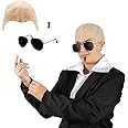 Adults Mr Worldwide Accessory Set - Nude Bald Cap, Black Sunglasses, Black Soul Patch - Mens Ladies Music Icon Famous Celebrity Fancy Dress Costume Accessory Set