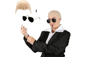 I LOVE FANCY DRESS Adults Mr Worldwide Accessory Set - Nude Bald Cap, Black Sunglasses, Black Soul Patch - Mens Ladies Music Icon Famous Celebrity Fancy Dress Costume Accessory Set