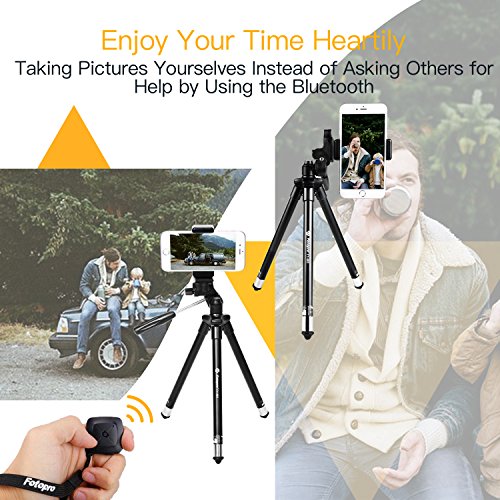 Fotopro 39.5 Pollici Treppiede di Cellulare Treppiede di Fotocamera in Alluminio Supporto di Fotocamera Portabile con Telecomando Bluetooth e Clip da Montare Smartphone per Riprese in Esterno, Viaggio o Creazione di Youtube Video, ecc (Argento)